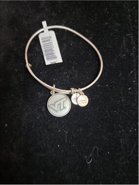 ALEX and ANI - VIRGINIA TECH - Silver Tone VT Charm Bangle Bracelet - Brand New